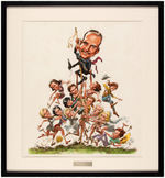 JACK DAVIS FRAMED "CHASING HOWARD HUGHES" ORIGINAL ART WITH 12 FEMALE STARS.