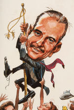 JACK DAVIS FRAMED "CHASING HOWARD HUGHES" ORIGINAL ART WITH 12 FEMALE STARS.