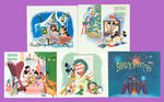 WALT DISNEY STUDIO CHRISTMAS CARDS FOR 1955-1959.