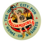 "WILLIAMSPORT, PA." CITY PROMO BUTTON.