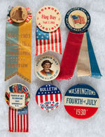 SEVEN EARLY AND GRAPHIC BUTTONS FOR HOLIDAYS 1903-1930.