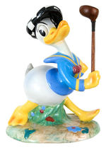 DONALD DUCK GOLFER LARGE AND EXCEPTIONAL CERAMIC FIGURINE BY ZACCAGNINI.