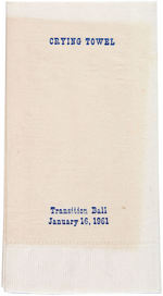 REPUBLICAN "CRYING TOWEL" FROM THEIR PRE-JFK INAUGURATION "TRANSITION BALL" 1/16/61.