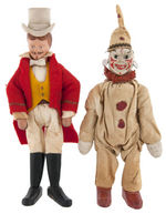 SCHOENHUT CIRCUS RINGMASTER & CLOWN FIGURE PAIR.