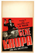 GENE KRUPA AND HIS ORCHESTRA CONCERT POSTER.