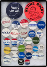 MARSHALL LEVIN COLLECTION OF 57 DIFFERENT ROCKEFELLER FOR PRESIDENT 1968 ITEMS.