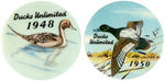 DUCKS UNLIMITED GROUP OF FIVE COLORFUL BUTTONS.