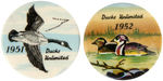 DUCKS UNLIMITED GROUP OF FIVE COLORFUL BUTTONS.