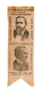 OUTSTANDING HARRISON "JUBILEE-BARBECUE" 1888 VICTORY LARGE RIBBON.