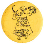 YELLOW KID RARE BUTTON FOR “ACME HANDLE-BAR” BUT WITH CELLO CRAZING.