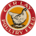 POULTRY RELATED BUTTON PAIR PLUS GORGEOUS ENAMEL 1927 CONVENTION BADGE.