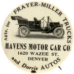 DENVER DEALER ADVERTISES DORRIS AUTOS AND FRAYER-MILLER TRUCKS.