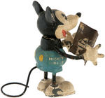 "MICKEY MOUSE" GERMAN METAL FIGURE WITH SHEET MUSIC.