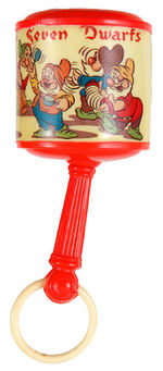 "SNOW WHITE AND THE SEVEN DWARFS" CELLULOID BABY RATTLE.