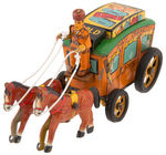 FRICTION "DAVY CROCKETT" STAGE COACH AND FRONTIER WAGON.