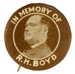 "IN MEMORY OF R.H. BOYD" AFRICAN-AMERICAN LEADER BUTTON.