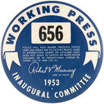 "WORKING PRESS" PAIR OF SERIALLY NUMBERED BUTTONS FOR IKE'S INAUGURATION 1953 & 1957.