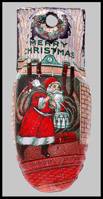 SANTA BY HEARTH TIN CLICKER.