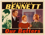 CONSTANCE BENNETT "OUR BETTERS" LOBBY CARD.