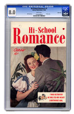 HI-SCHOOL ROMANCE #1 OCTOBER 1949 CGC 8.0 WHITE PAGES CARSON CITY COPY.