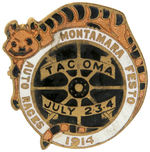 TACOMA 1914 AUTO RACES EXCEPTIONAL ENAMEL BADGE WITH TIGER.