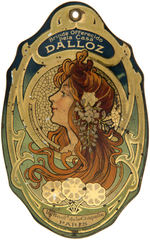 ALPHONSE MUCHA INSPIRED ART NOUVEAU LITHO TIN ENCASED MEDICAL AD MIRROR.