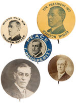 WILSON GROUP OF FIVE UNCOMMON TO SCARCE PORTRAIT BUTTONS.