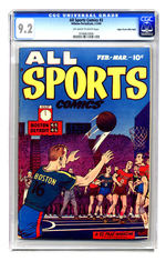 ALL SPORTS COMICS #3 FEBRUARY/MARCH 1949 CGC 9.2 OFF-WHITE TO WHITE PAGES MILE HIGH COPY.