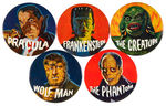 UNIVERSAL FILM MONSTERS LARGE SIZE BUTTON NEAR SET.