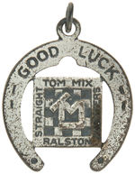 "TOM MIX RALSTON STRAIGHT SHOOTERS GOOD LUCK" STERLING SILVER CHARM.