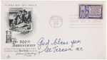 MOTHER TERESA SIGNED FIRST DAY COVER.