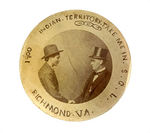 "INDIAN TERRITORY" RARE BUTTON FOR 1900 ODD FELLOW CONVENTION.