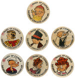 "SATURDAY CHICAGO AMERICAN" GROUP OF SEVEN 1930s BUTTONS.