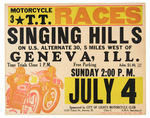 “MOTORCYCLE RACES” LARGE AD CARD.