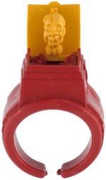 HOWDY DOODY "POLL PARROT" JACK-IN-THE-BOX RING WITH YELLOW TOP.