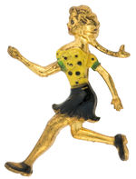 DAISY MAE LARGE BRASS 1940s FIGURAL PIN.