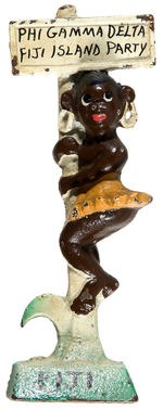 “FIJI” FRATERNITY PARTY BLACK NATIVE FIGURAL CAST IRON BOTTLE OPENER.