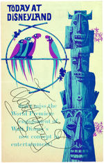 WALT DISNEY SIGNED DISNEYLAND ENCHANTED TIKI ROOM LOT.