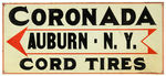 “CORONADA AUBURN, N.Y. CORD TIRES” TIN SIGN.