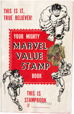 "MIGHTY MARVEL VALUE STAMP BOOK" & STAMPS FEATURING MARVEL COMICS CHARACTERS.