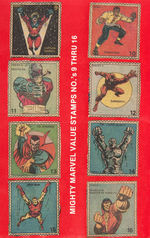 "MIGHTY MARVEL VALUE STAMP BOOK" & STAMPS FEATURING MARVEL COMICS CHARACTERS.