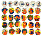 COWBOY AND INDIAN THEME BUTTONS INCLUDING SET OF 20.