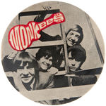 "MONKEES" THREE LARGE BUTTONS FROM THE 1960s.