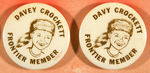 "DAVEY CROCKETT/DAVY CROCKETT FRONTIER MEMBER" STORE DISPLAY c. 1955 WITH 48 PINBACKS.