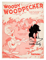 WALTER LANTZ SIGNED "WOODY WOODPECKER" SHEET MUSIC WITH SKETCH.