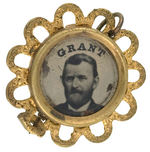 "GRANT" FERROTYPE PIN WITH CLOSE UP PORTRAIT.