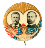 MISS LIBERTY AND FLAG SUPPORTING JUGATE PHOTOS OF ROOSEVELT AND FAIRBANKS HAKE #19.