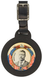 "ROOSEVELT" GRAPHIC 1.25" CELLO BUTTON ON WATCH FOB.