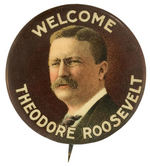 "WELCOME THEODORE ROOSEVELT" BEAUTIFUL MULTI COLOR BUTTON HAKE #3250.