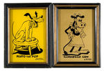 "PLUTO THE PUP/CLARABELLE COW" RELIANCE ART GLASS FRAMED PICTURES.